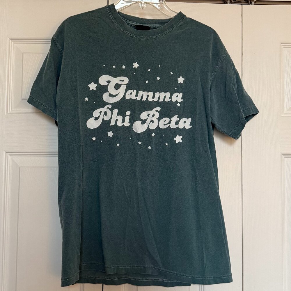 Gamma Phi Beta Green Comfort Colors T-Shirt Medium Good Condition